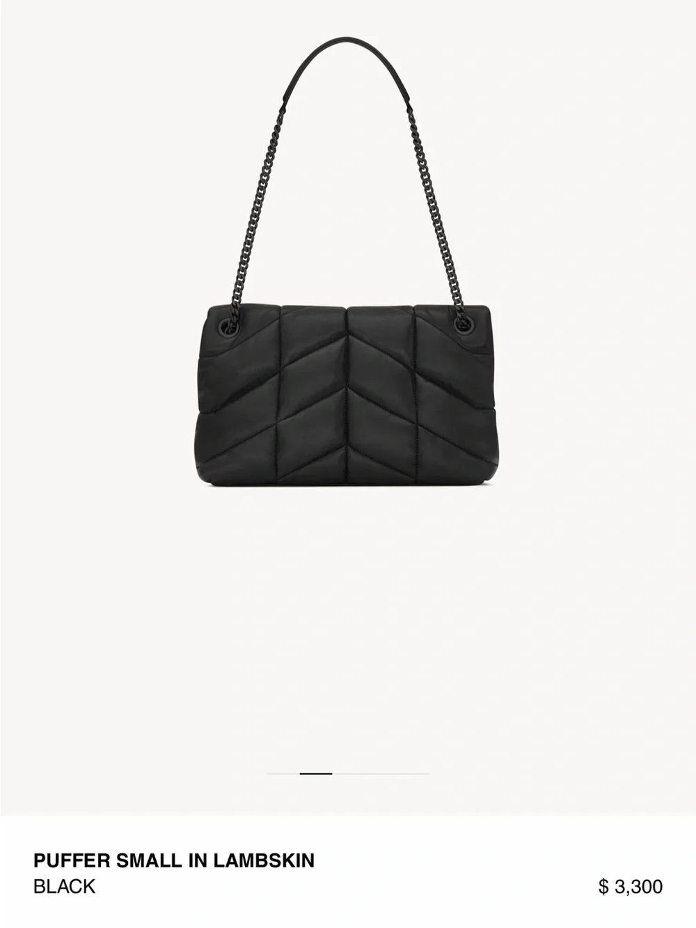 Saint Laurent Black Quilted Puffer Lambskin Shoulder Bag with Chain Strap